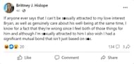 One of Brittney Hislope's rants (Image via Facebook/@Brittney J. Hislope)